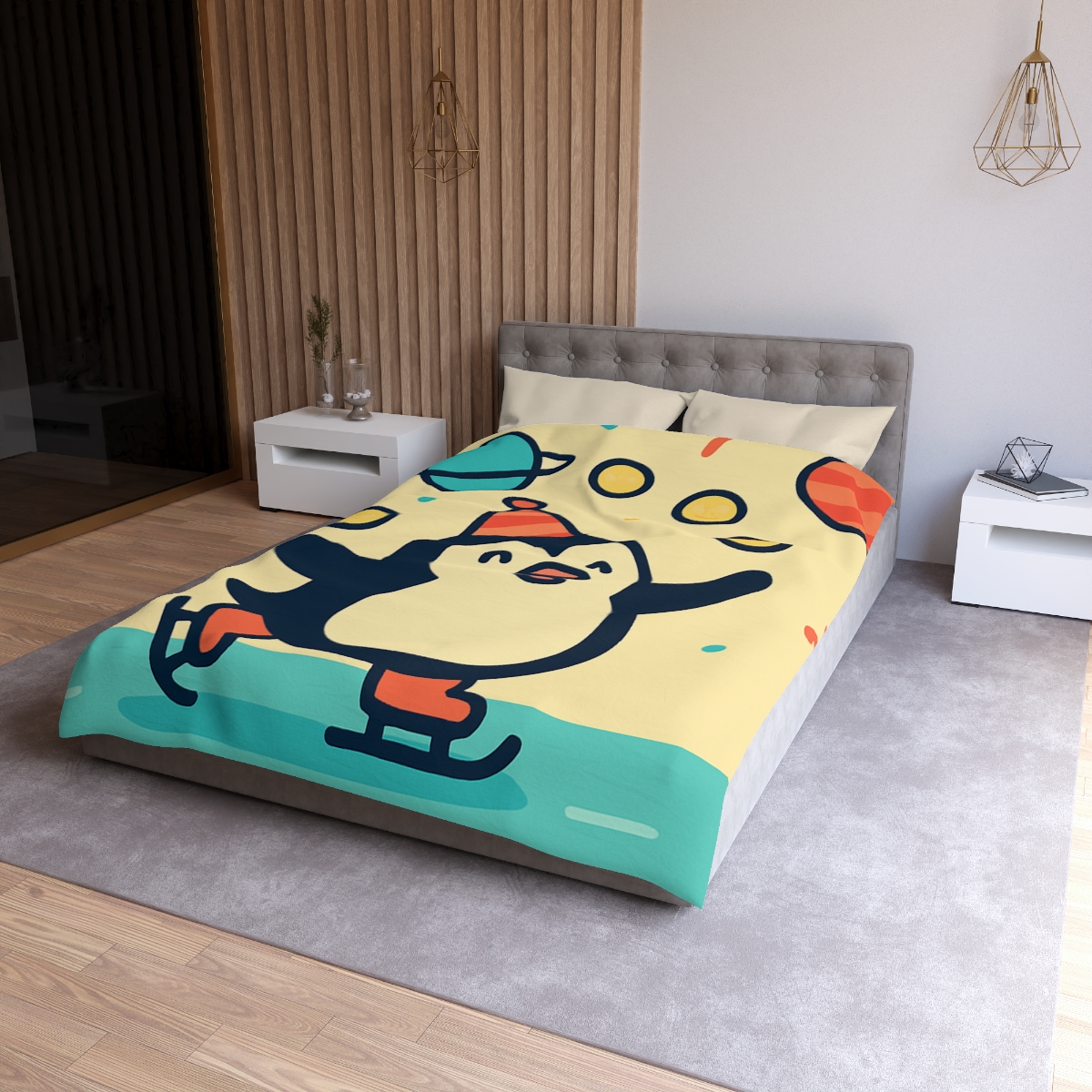 Cosmic Carnival Penguin designer printed duvets