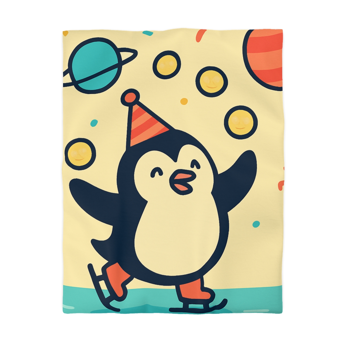 Cosmic Carnival Penguin designer printed duvets