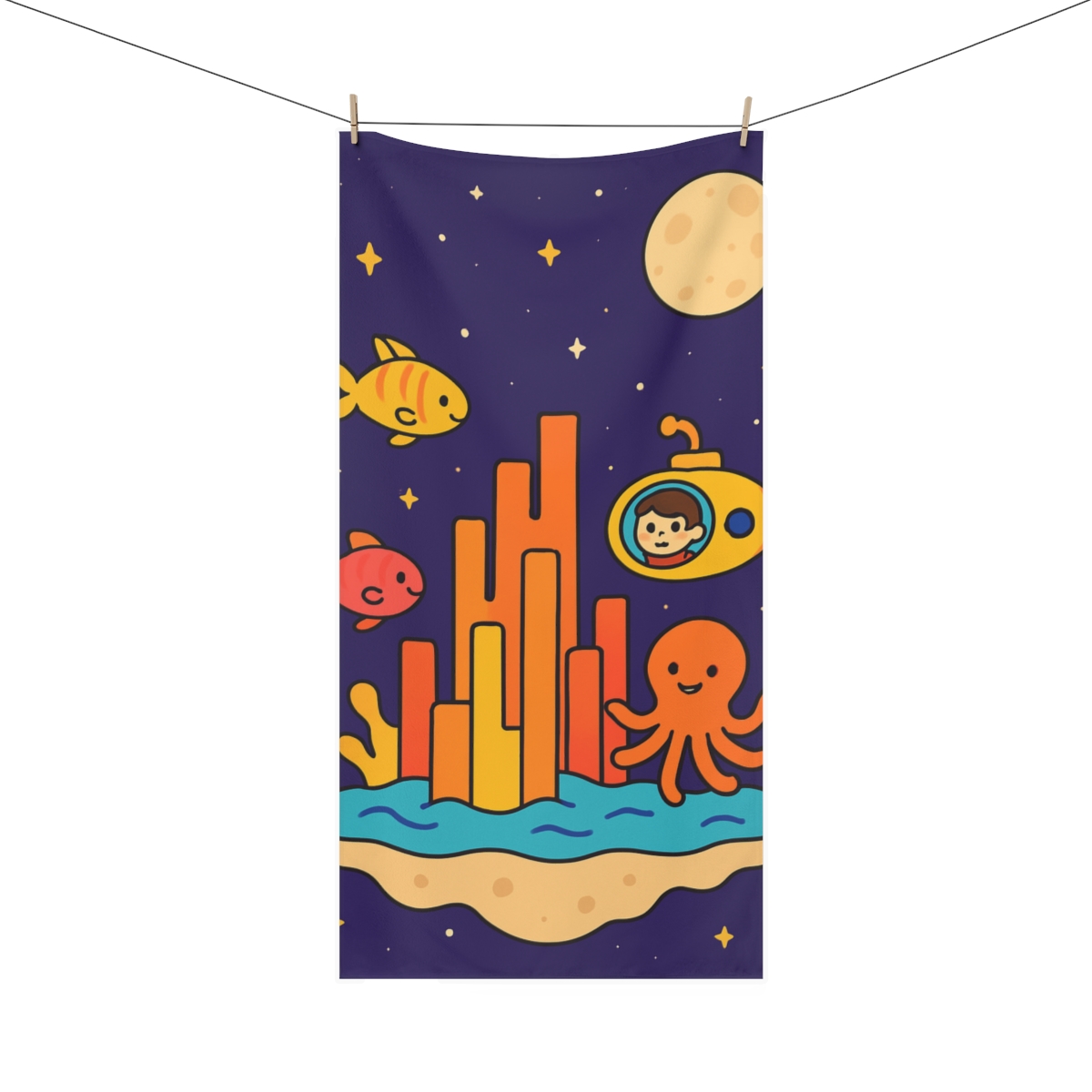 Cosmic Coral Reef City unique gift towels