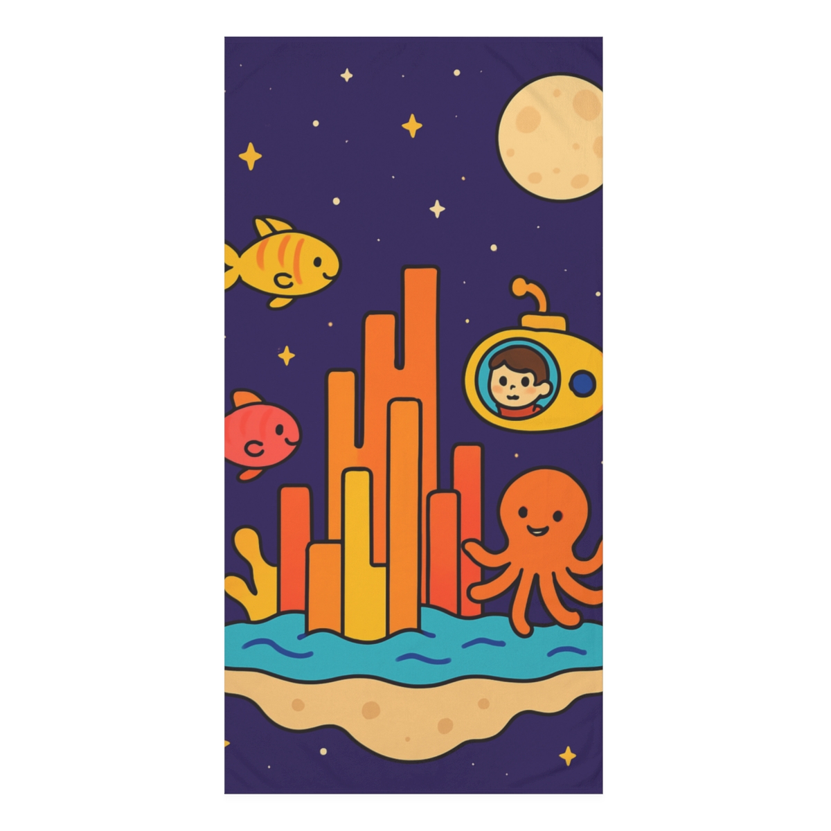 Cosmic Coral Reef City unique gift towels
