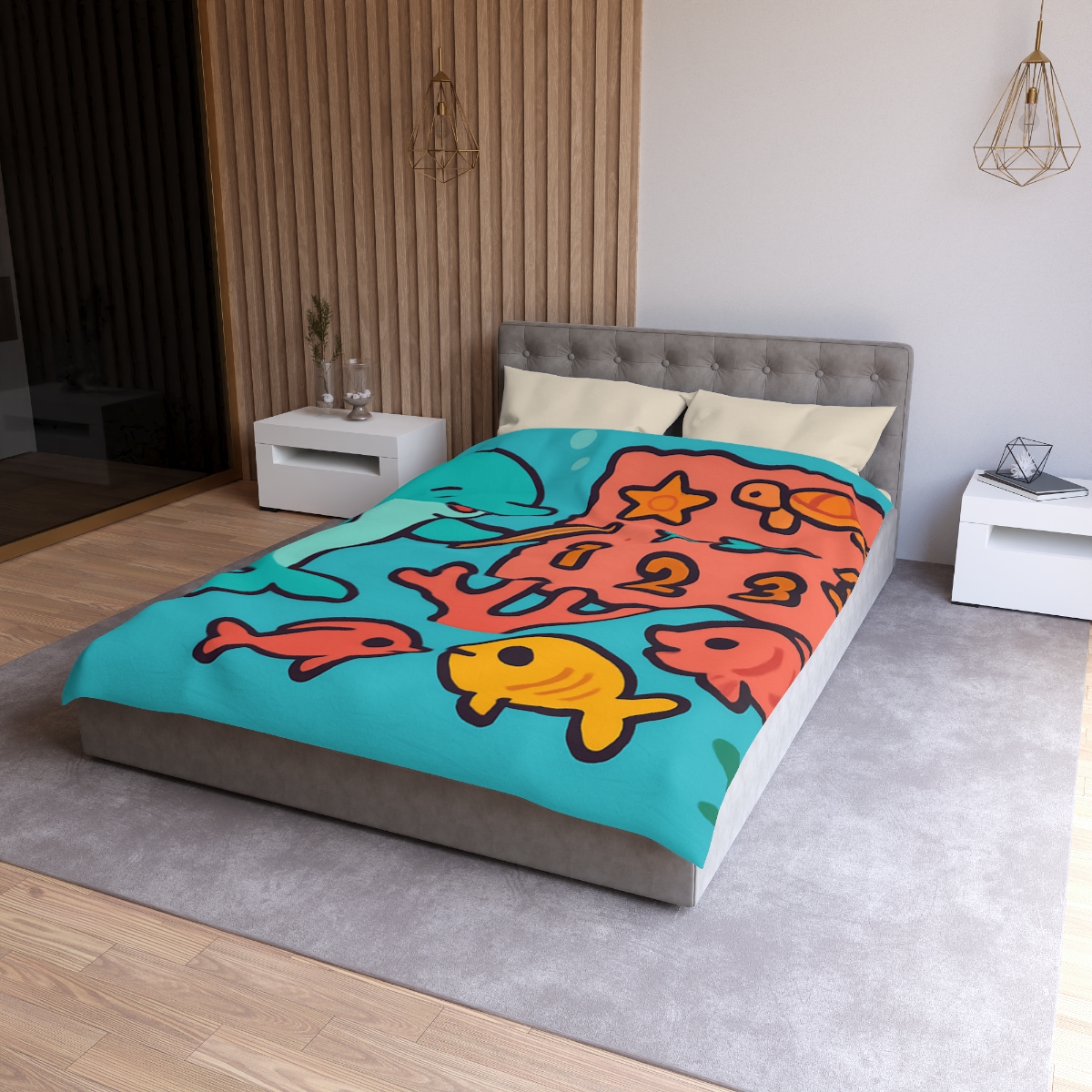 Cosmic Coral Reef Classroom personalized bedding duvets