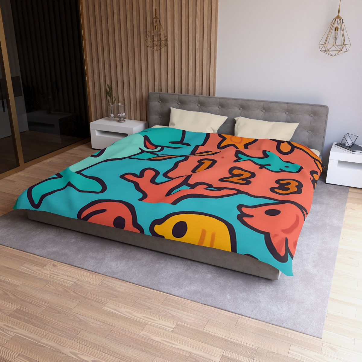 Cosmic Coral Reef Classroom personalized bedding duvets