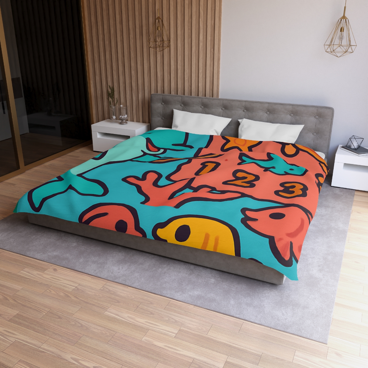 Cosmic Coral Reef Classroom personalized bedding duvets