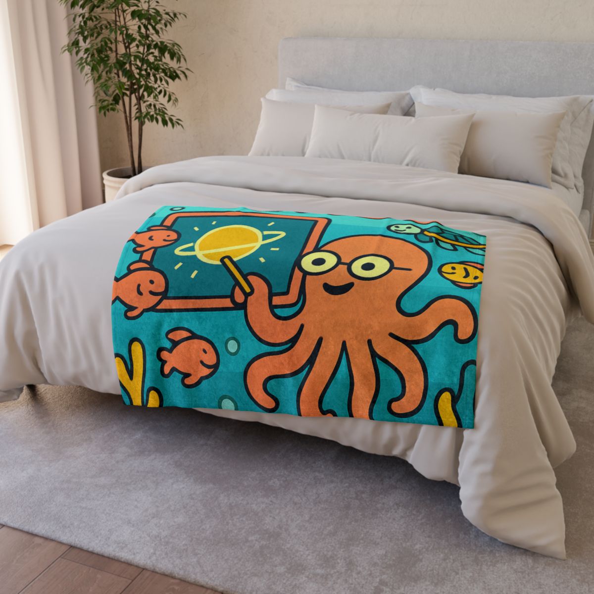 Cosmic Coral Reef Classroom soft fleece blankets