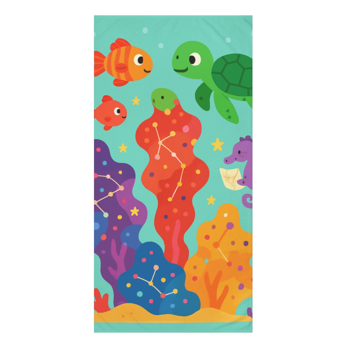 Cosmic Coral Reef Explorers personalized bath towels