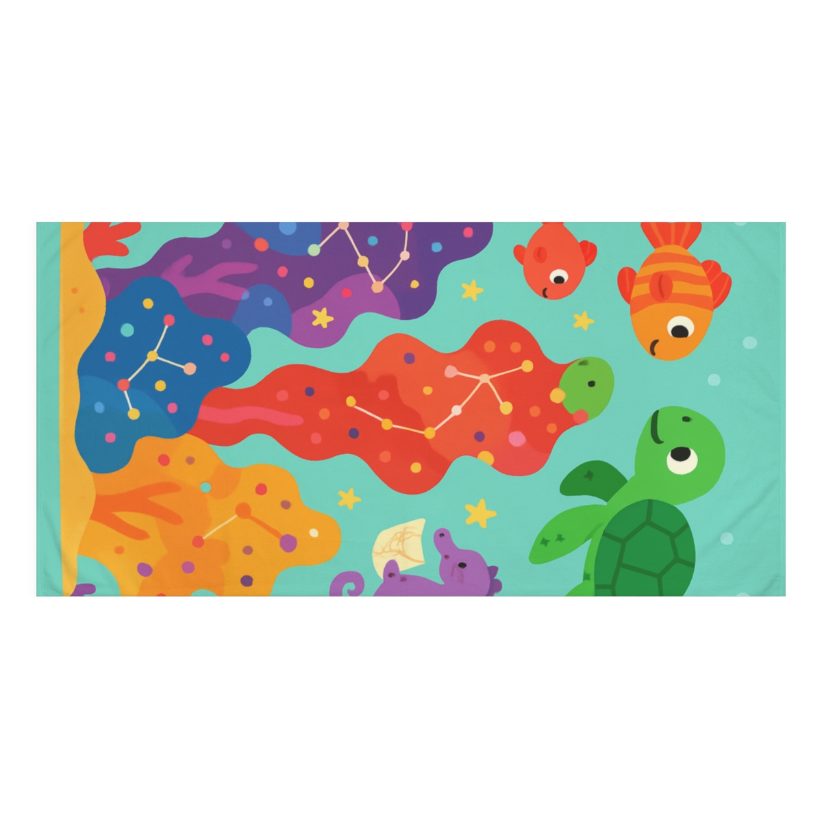 Cosmic Coral Reef Explorers personalized bath towels