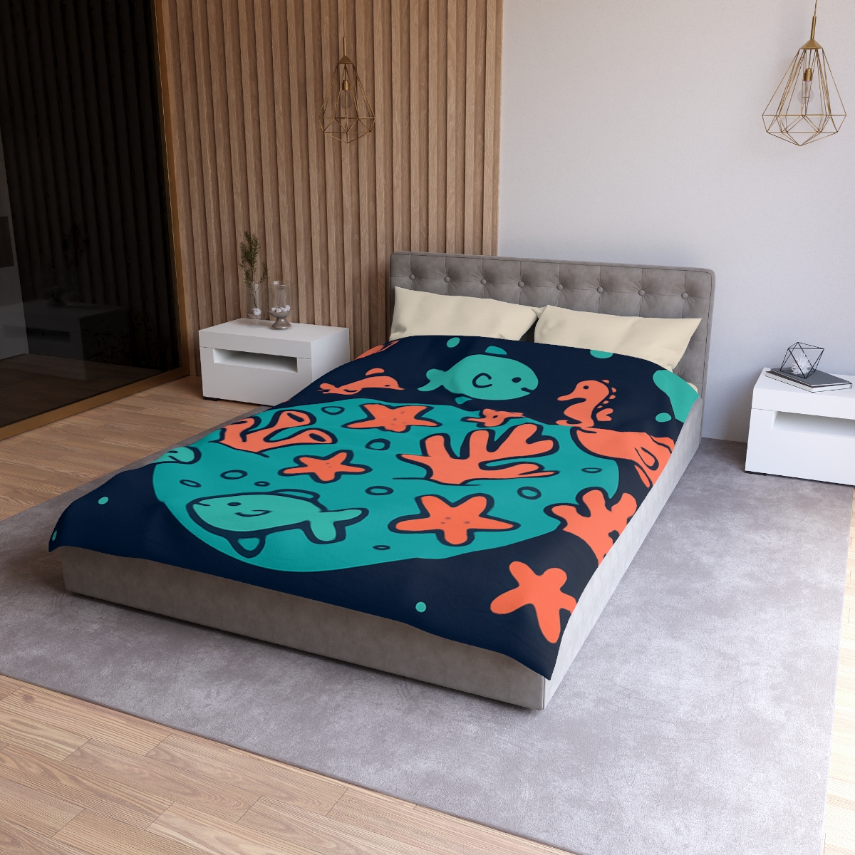 Cosmic Coral Reef Planet custom duvets