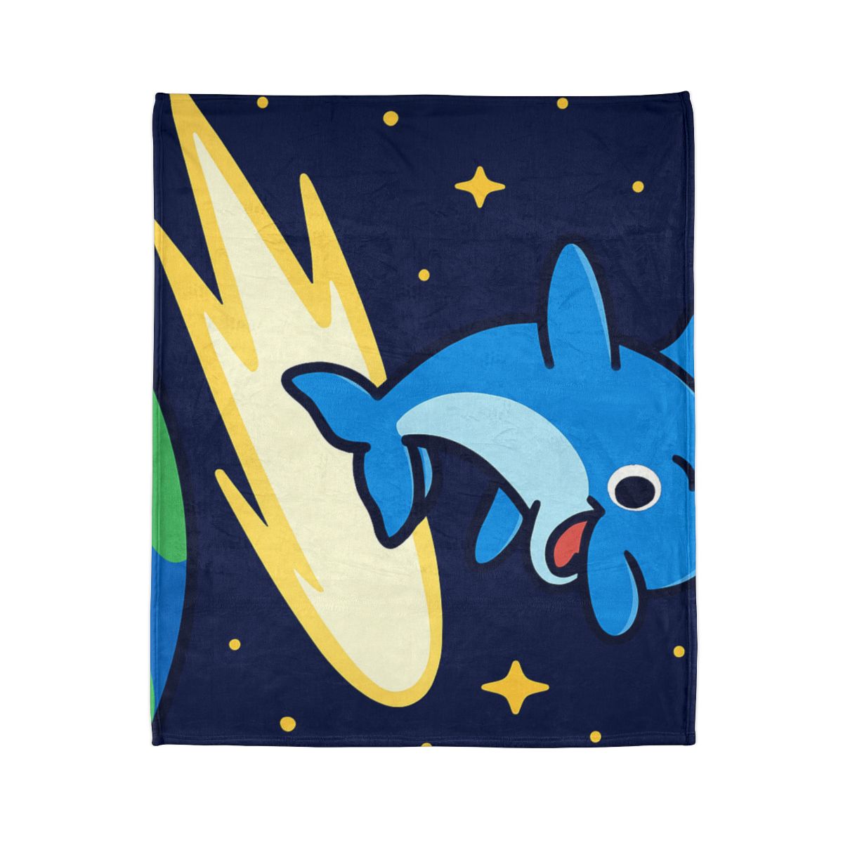 Cosmic Dolphin Comet Ride stylish throw blankets