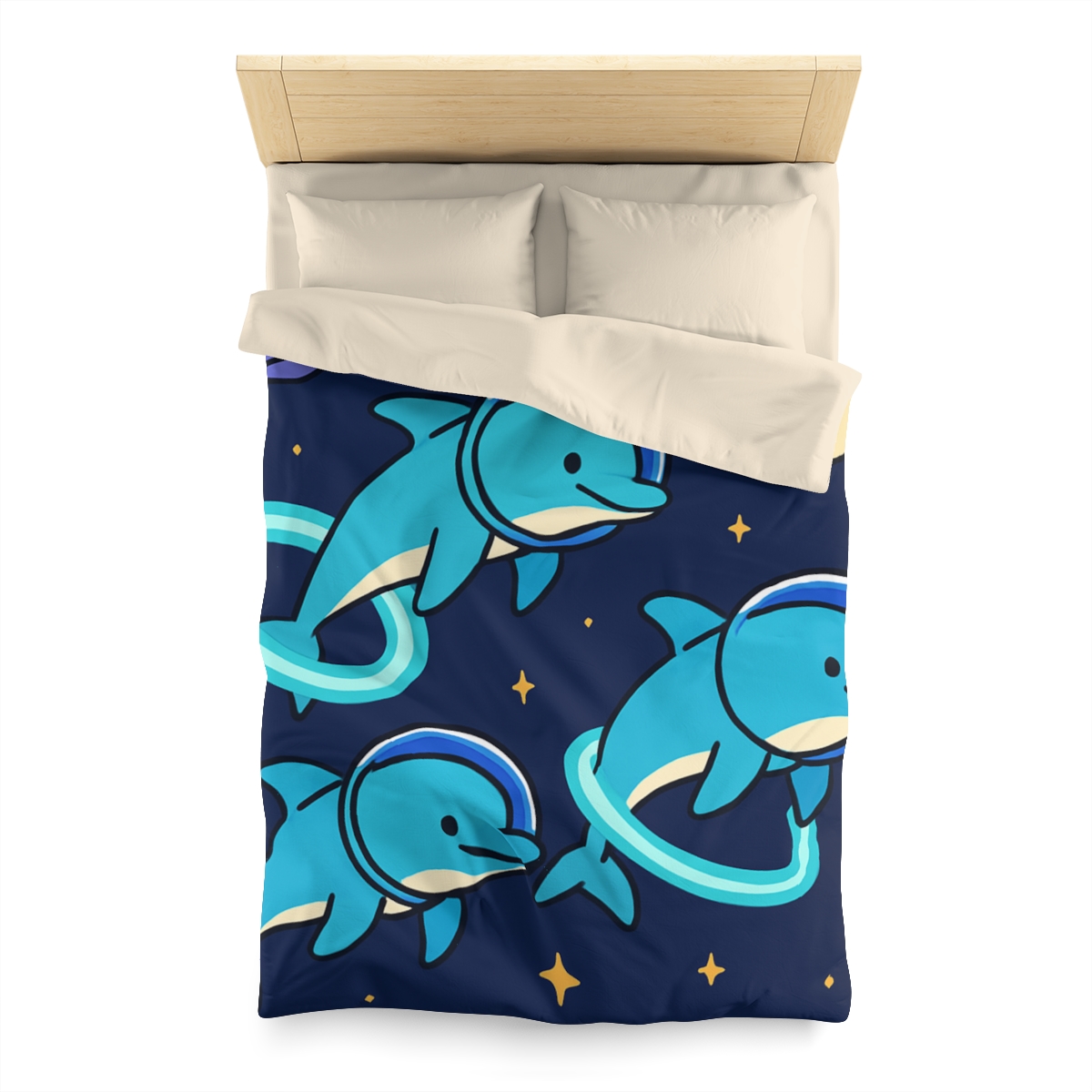 Cosmic Dolphin Playground personalized bedding duvets
