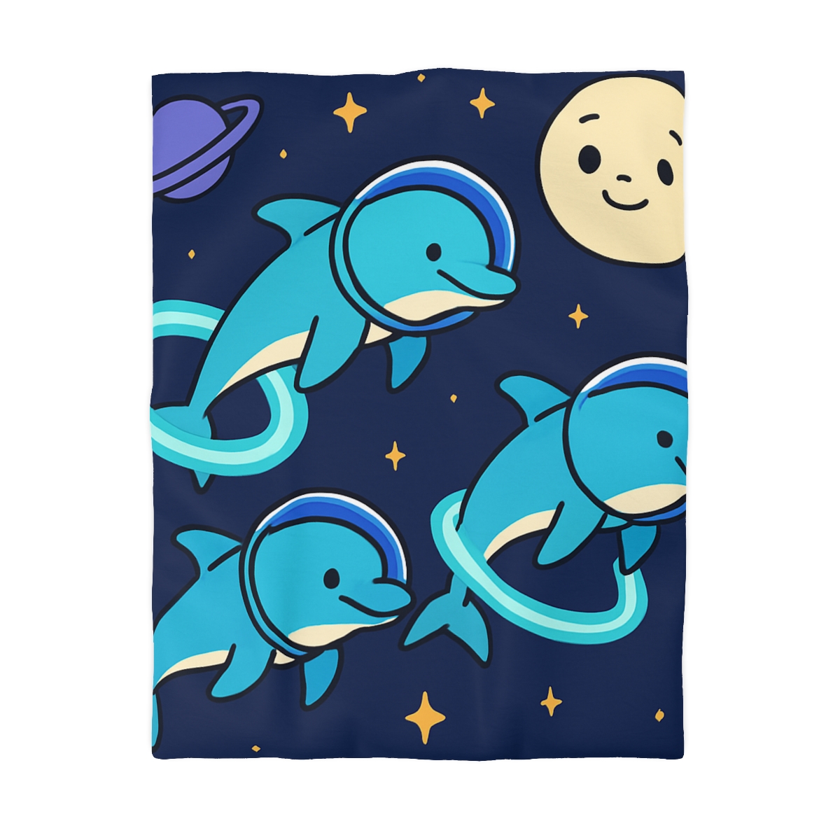 Cosmic Dolphin Playground personalized bedding duvets