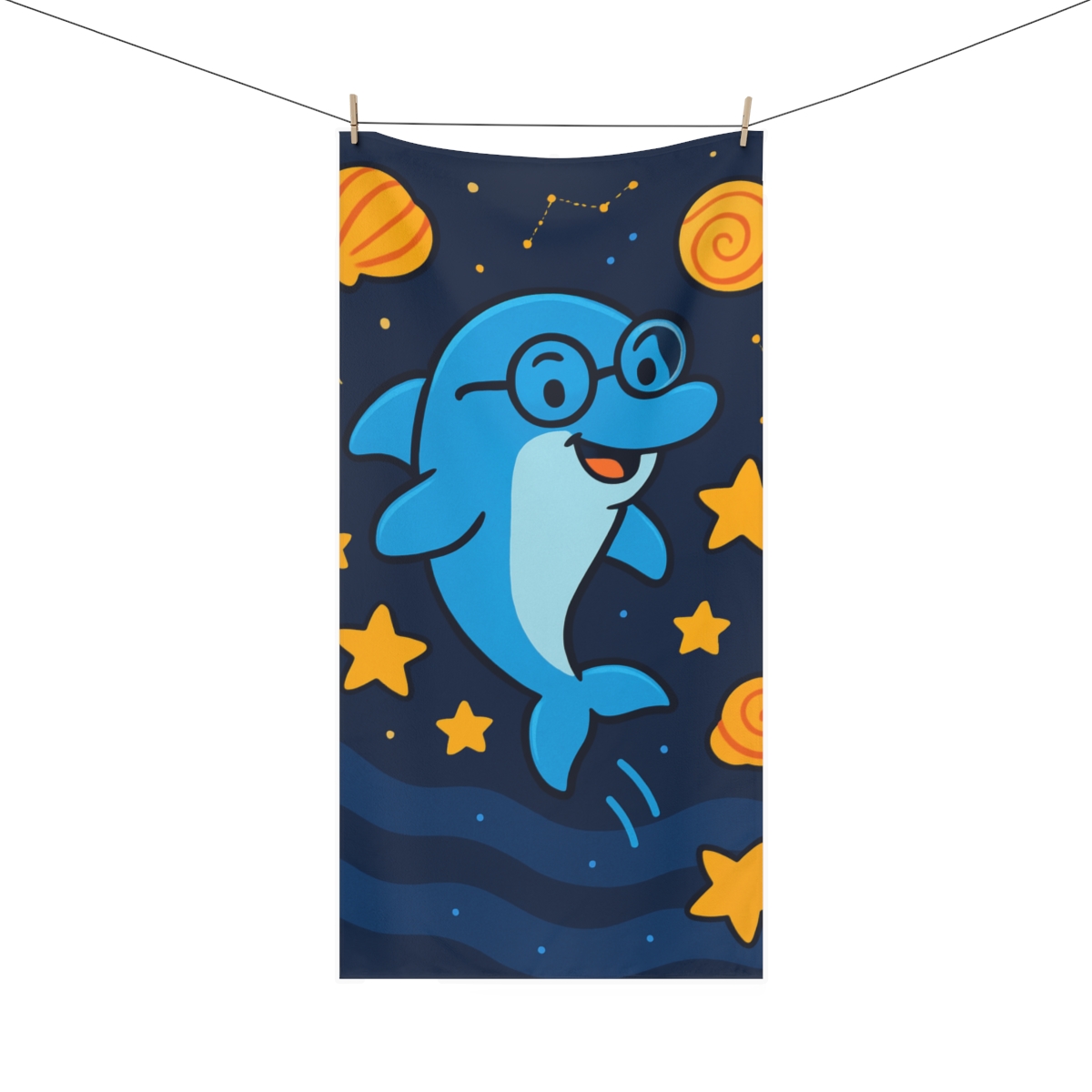 Cosmic Dolphin Star School decorative home towels