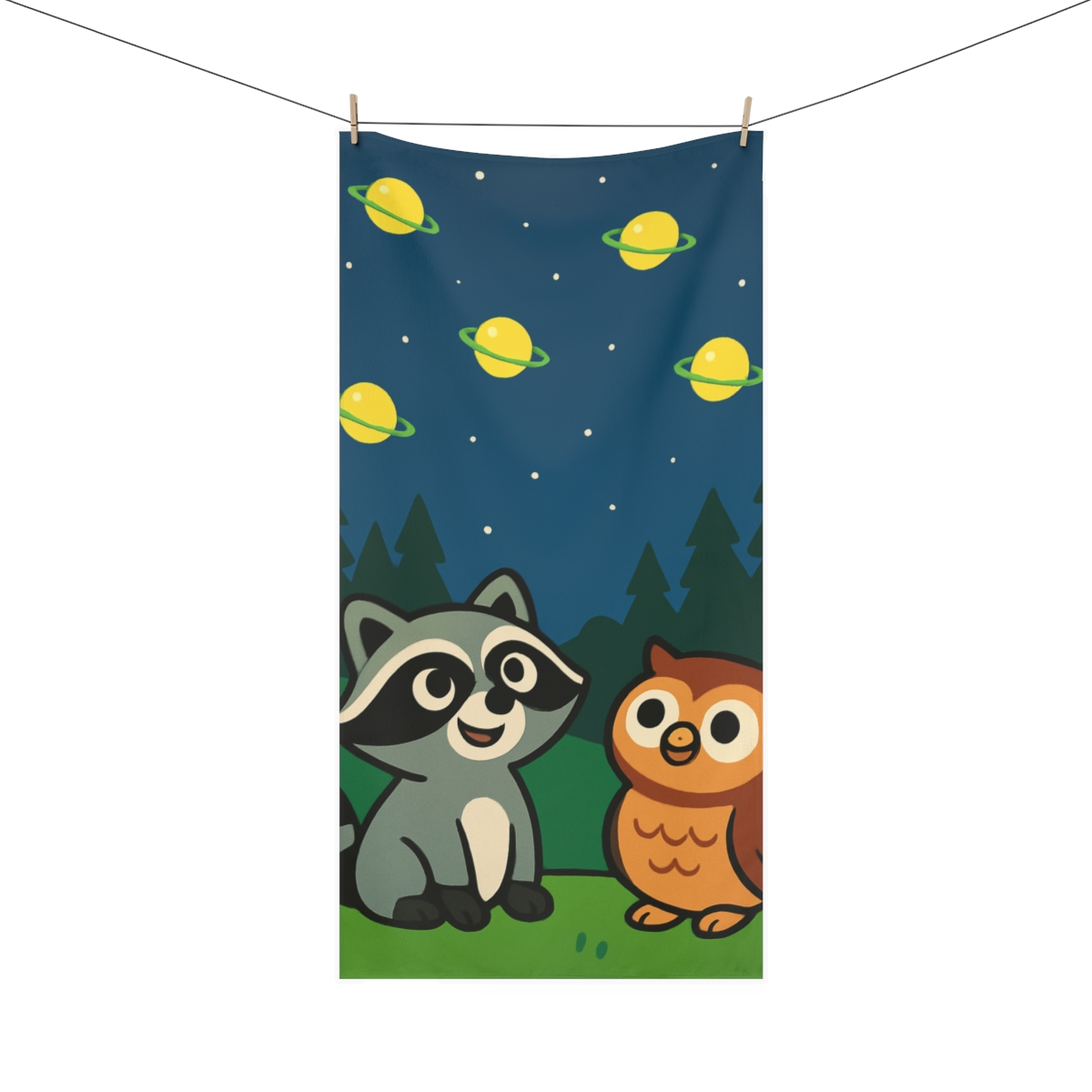 Cosmic Forest Fireflies custom towels