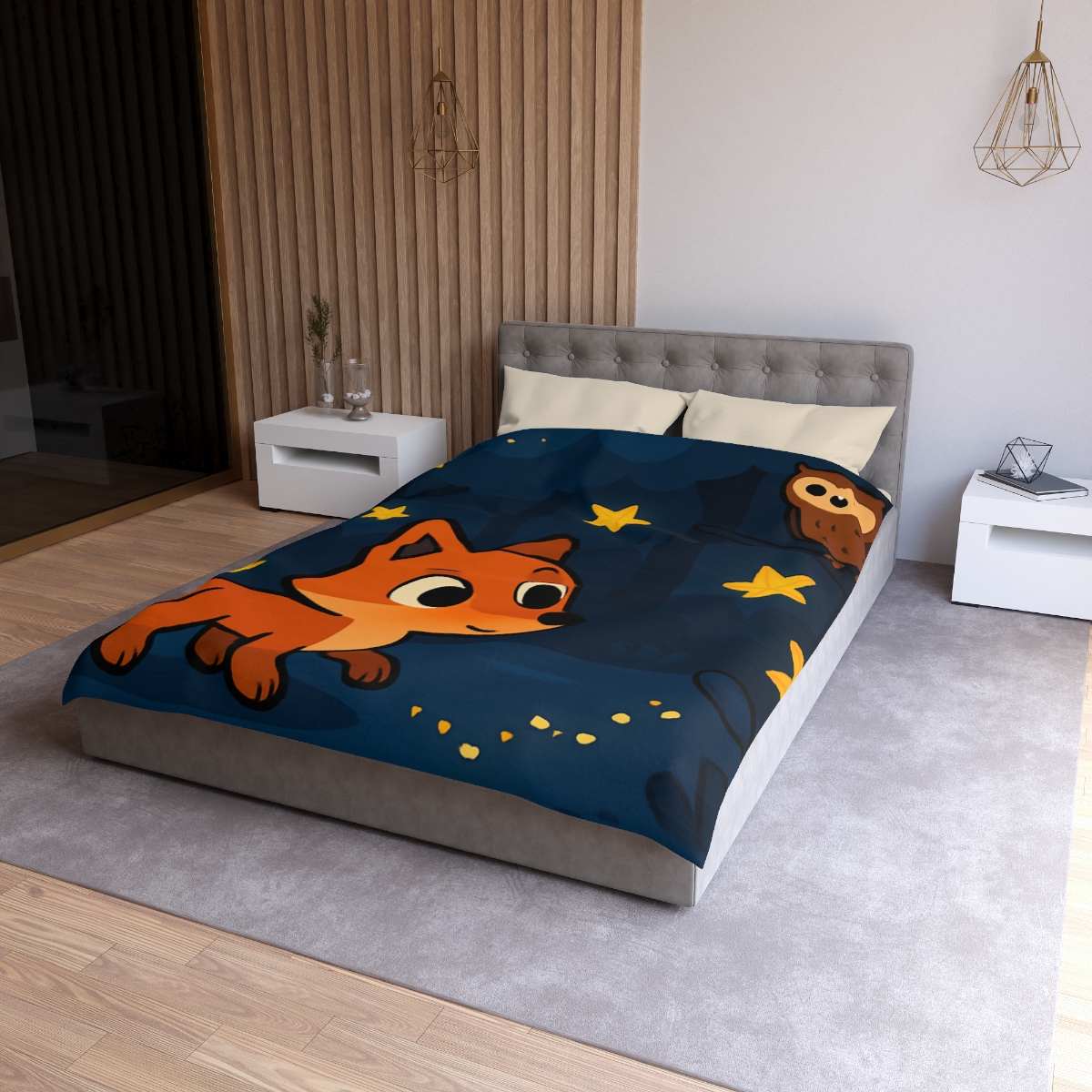 Cosmic Forest Fox trendy bedroom duvets
