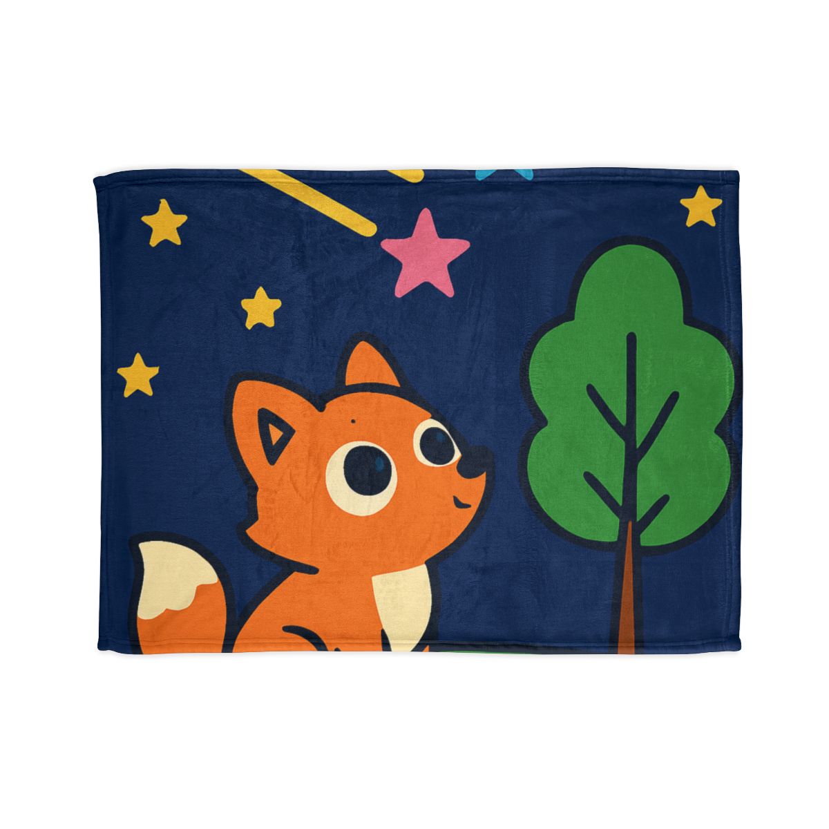 Cosmic Forest Fox And The Shooting Stars soft fleece blankets