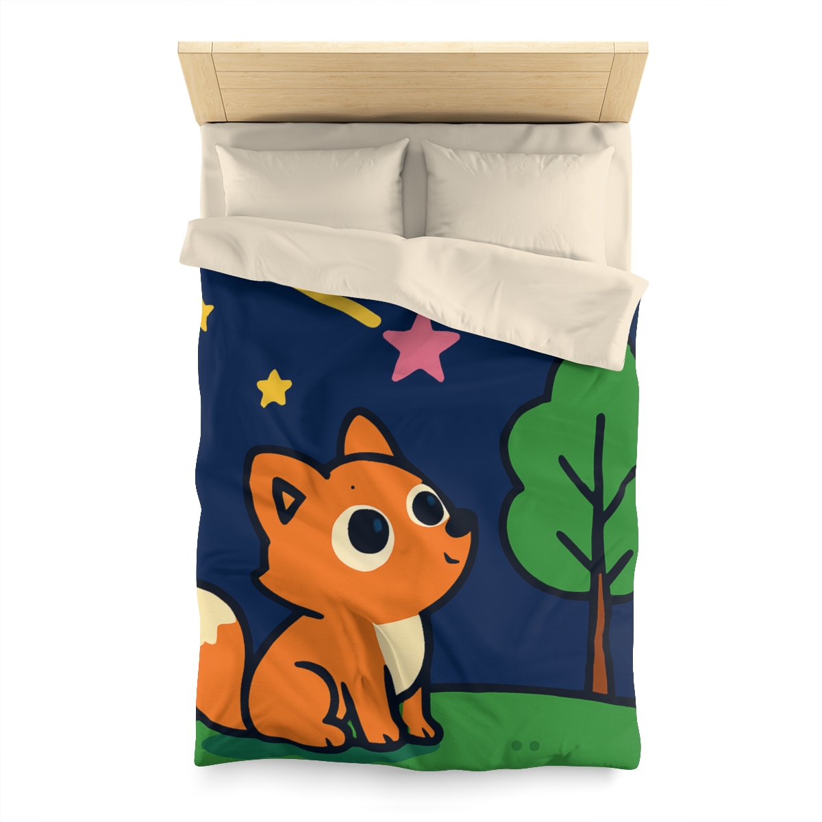 Cosmic Forest Fox And The Shooting Stars soft comforter duvets