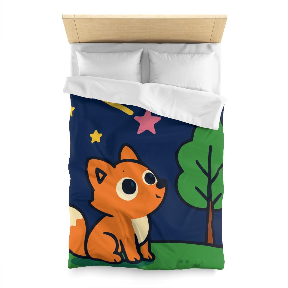 Cosmic Forest Fox And The Shooting Stars soft comforter duvets