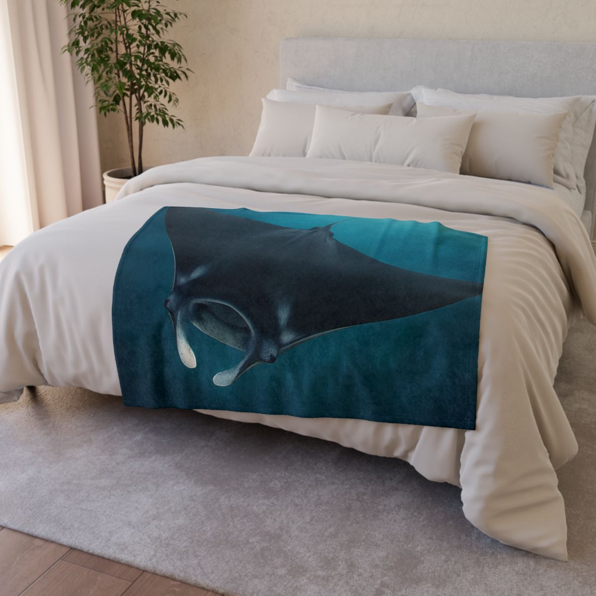 Cosmic Glide Manta Ray personalized cozy blankets
