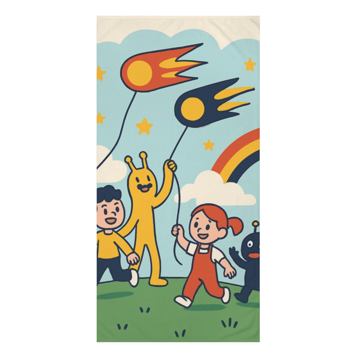 Cosmic Kite Race designer printed towels