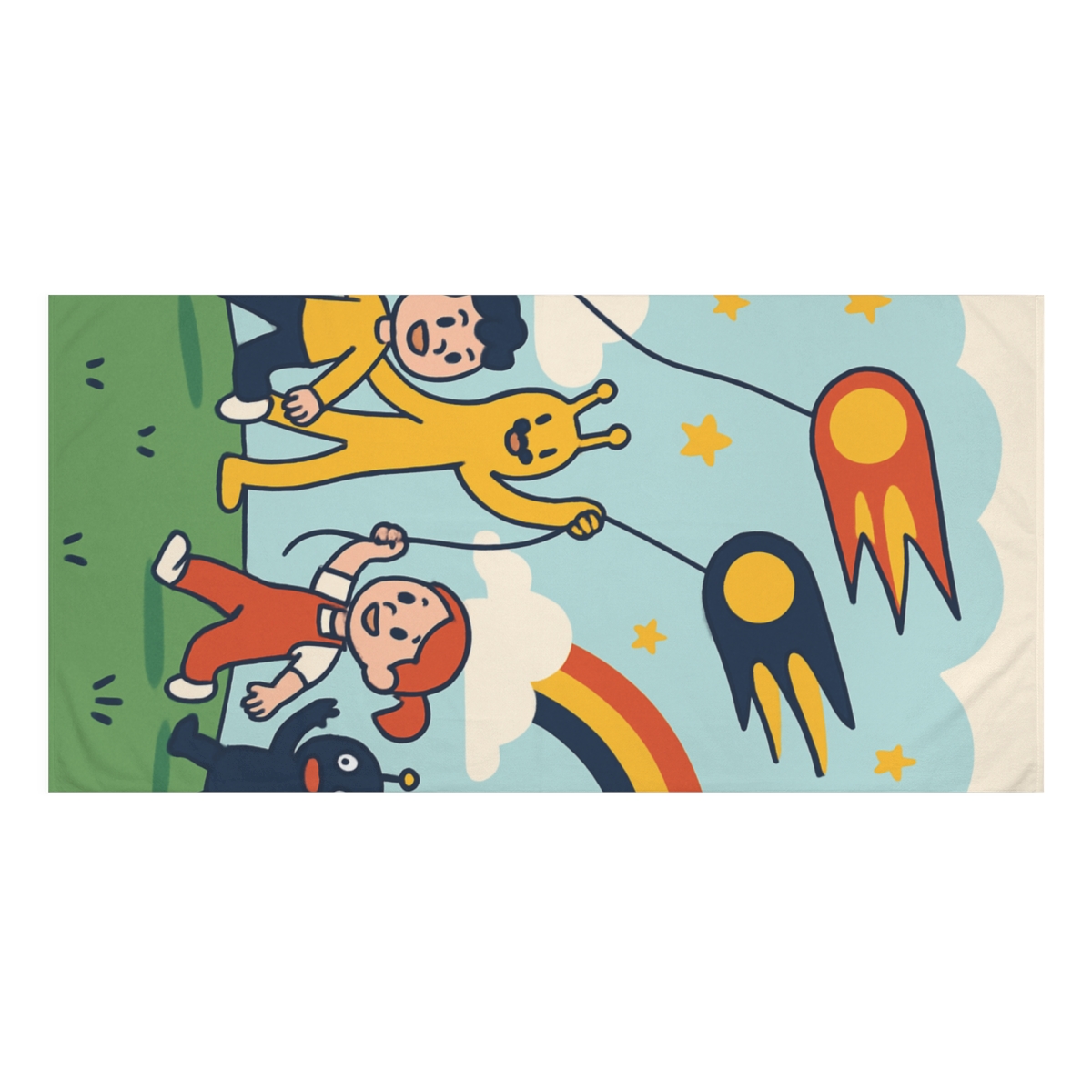 Cosmic Kite Race designer printed towels