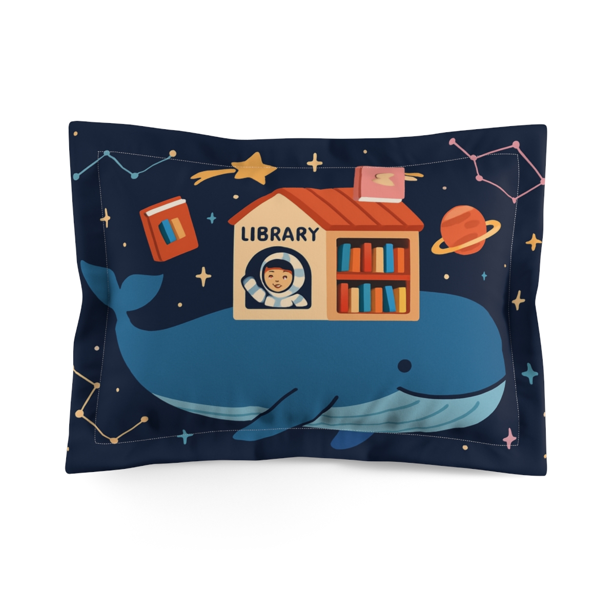 Cosmic Library Whale And The Floating Star Books personalized decorative pillows