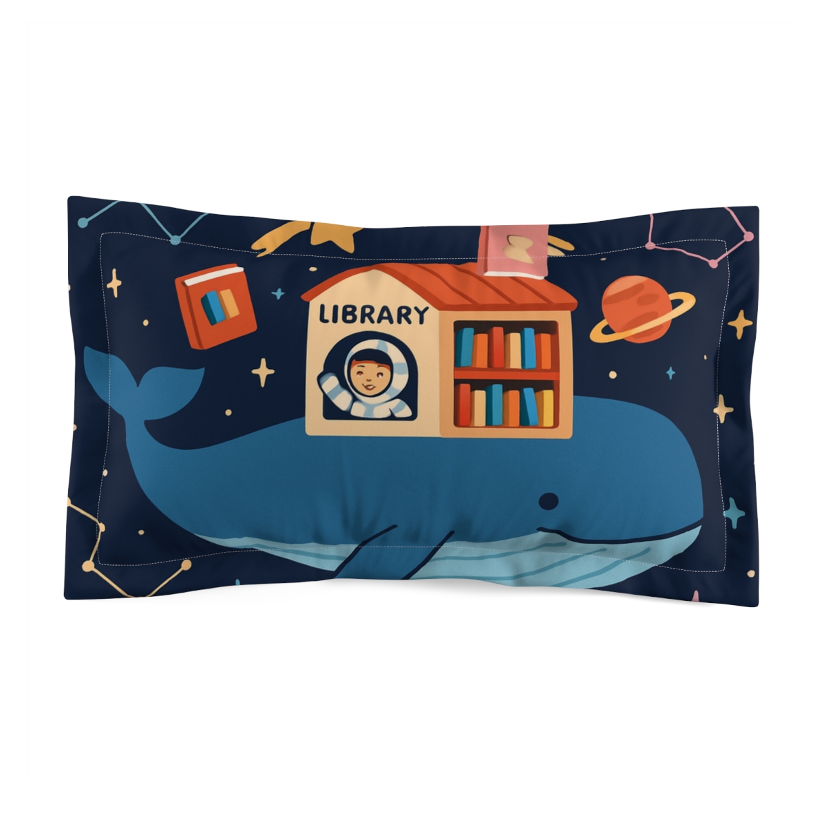 Cosmic Library Whale And The Floating Star Books personalized decorative pillows