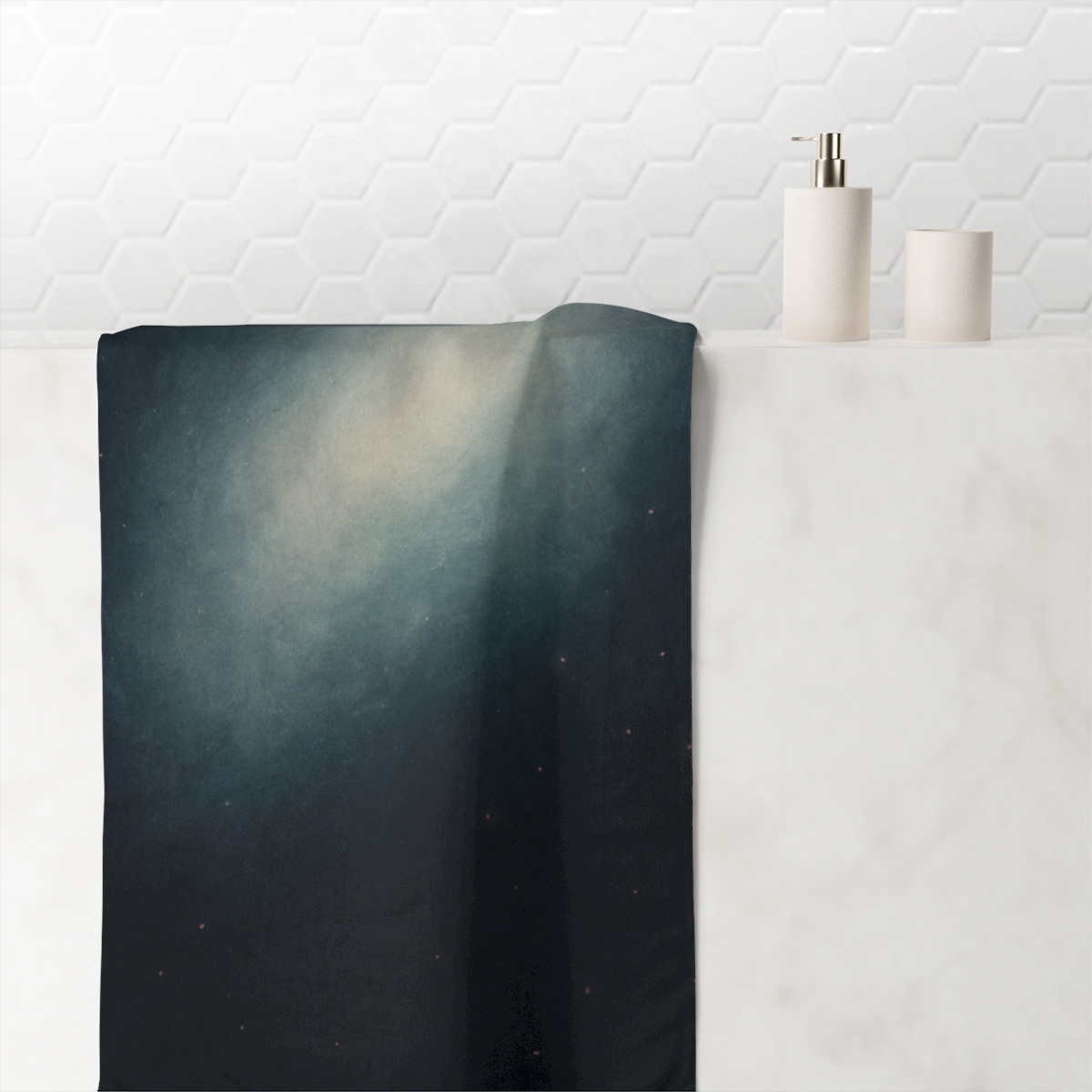 Cosmic Mist Halo Drift designer printed towels