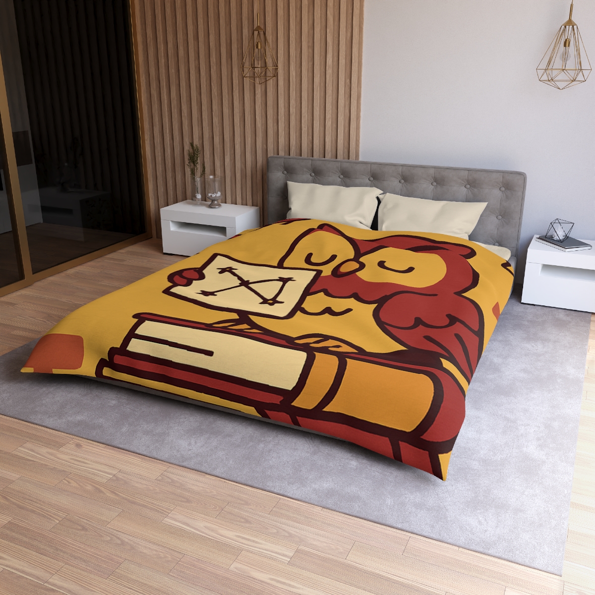 Cosmic Owl Library custom duvets