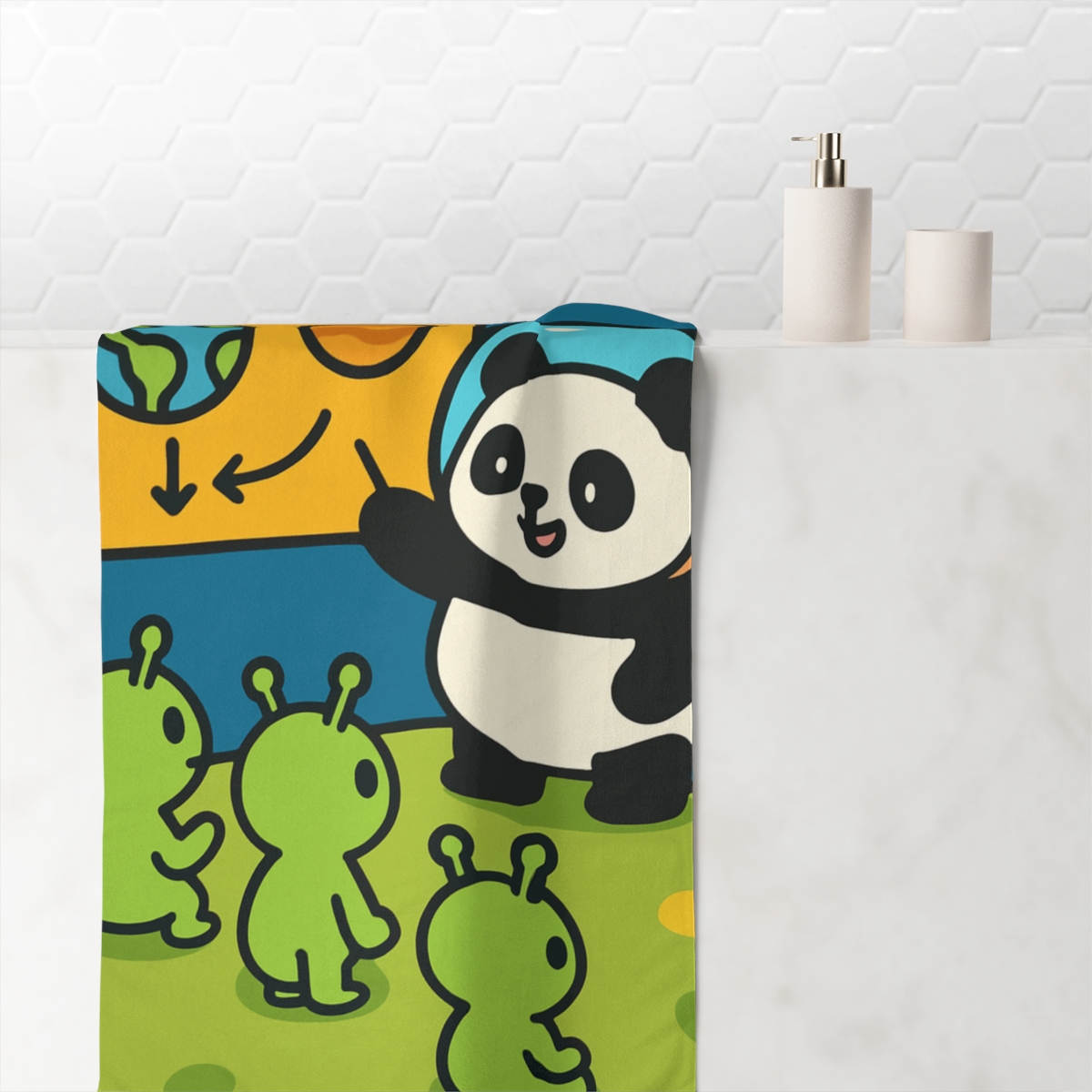 Cosmic Panda Planet Classroom soft cotton towels