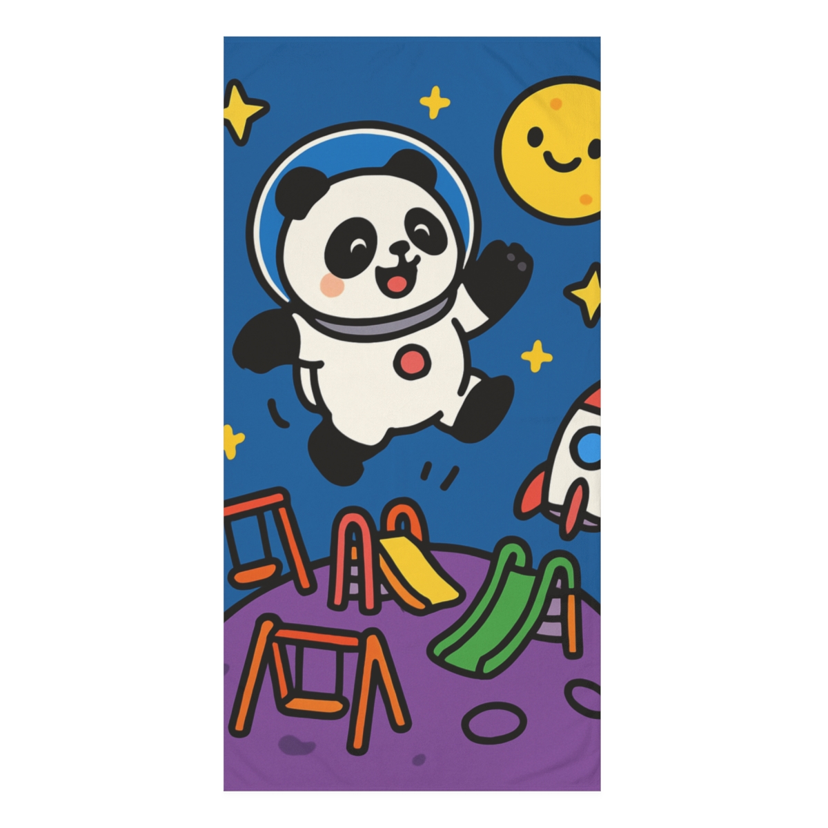 Cosmic Panda Planet Playground designer printed towels