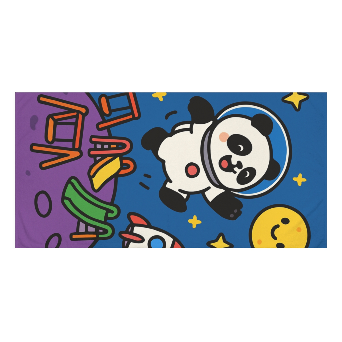Cosmic Panda Planet Playground designer printed towels
