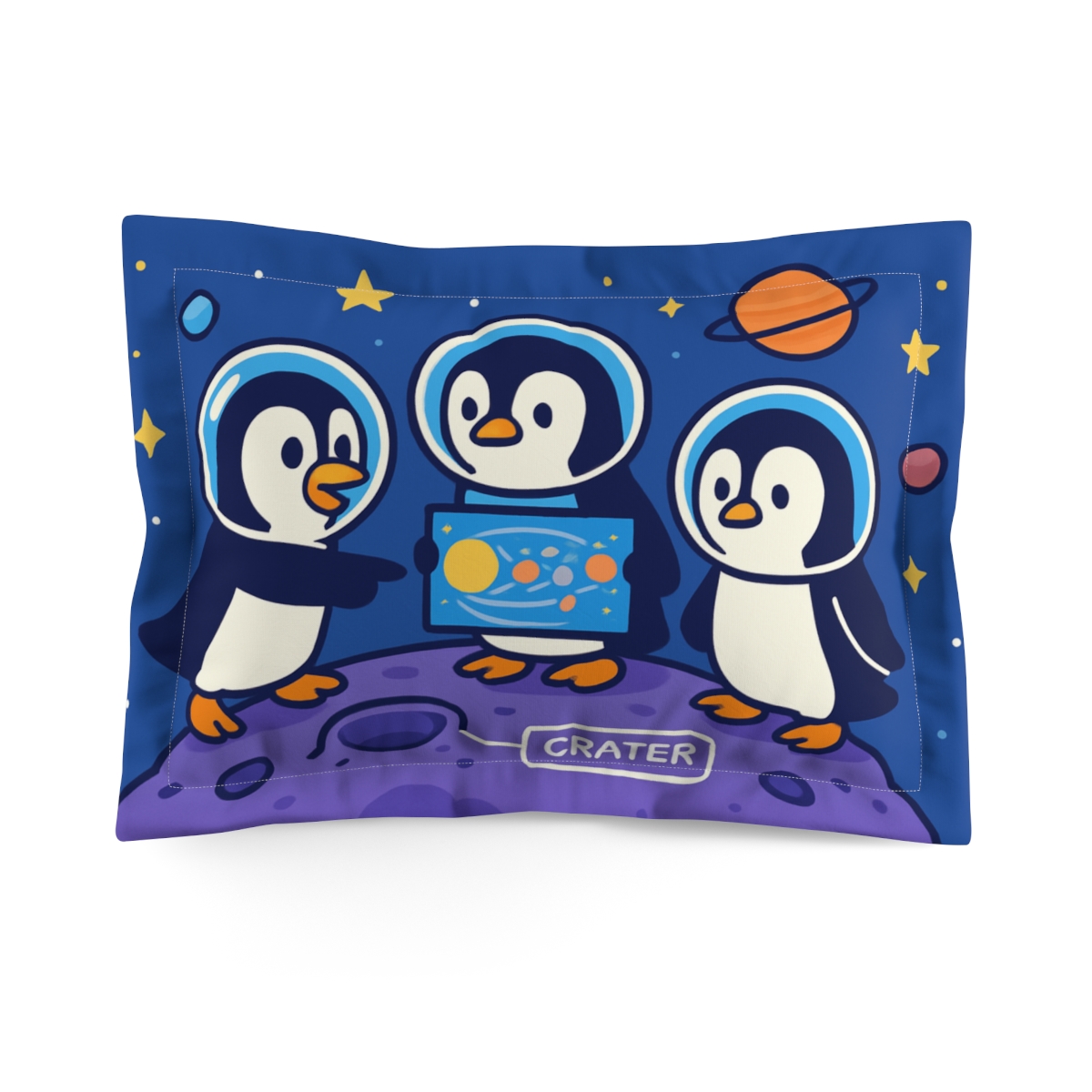 Cosmic Penguin Planet Explorers personalized decorative pillows