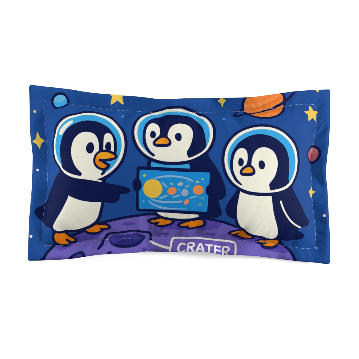 Cosmic Penguin Planet Explorers personalized decorative pillows