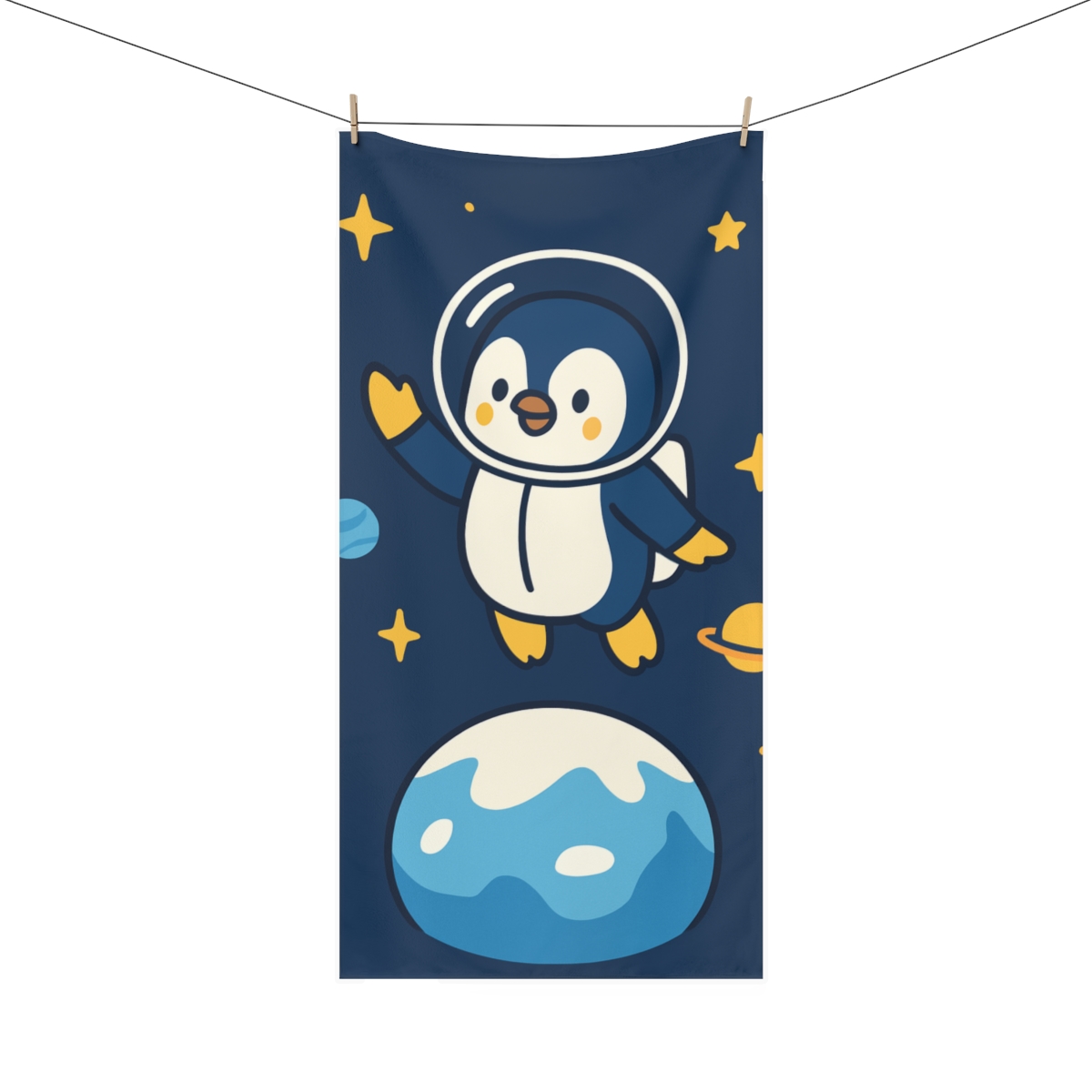Cosmic Penguin Planet Patrol unique gift towels