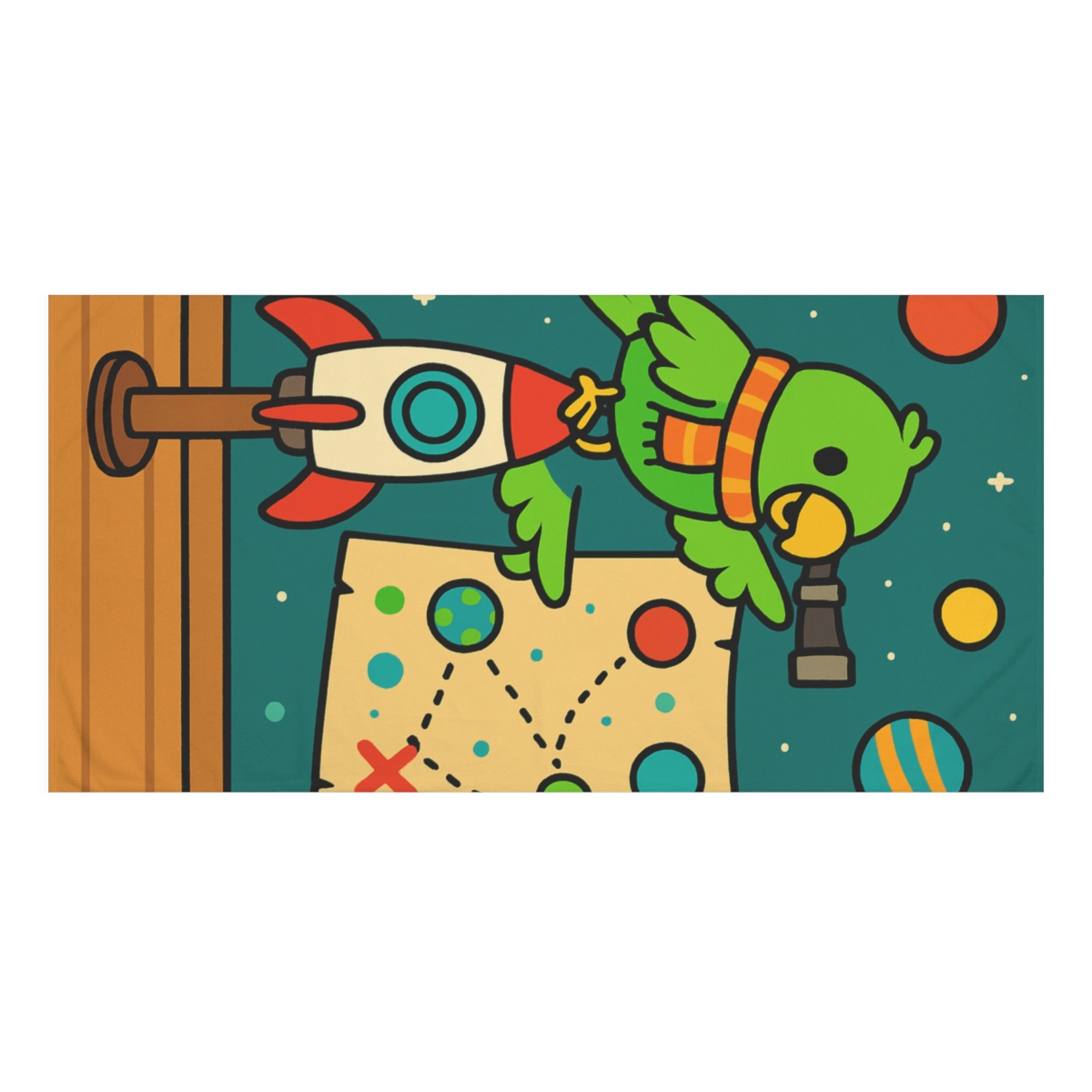 Cosmic Pirate Parrot stylish beach towels