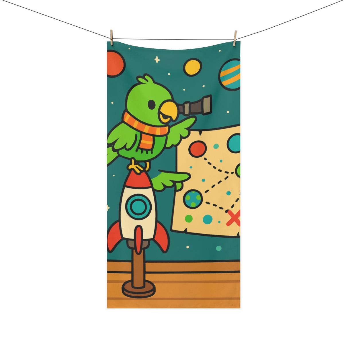 Cosmic Pirate Parrot stylish beach towels