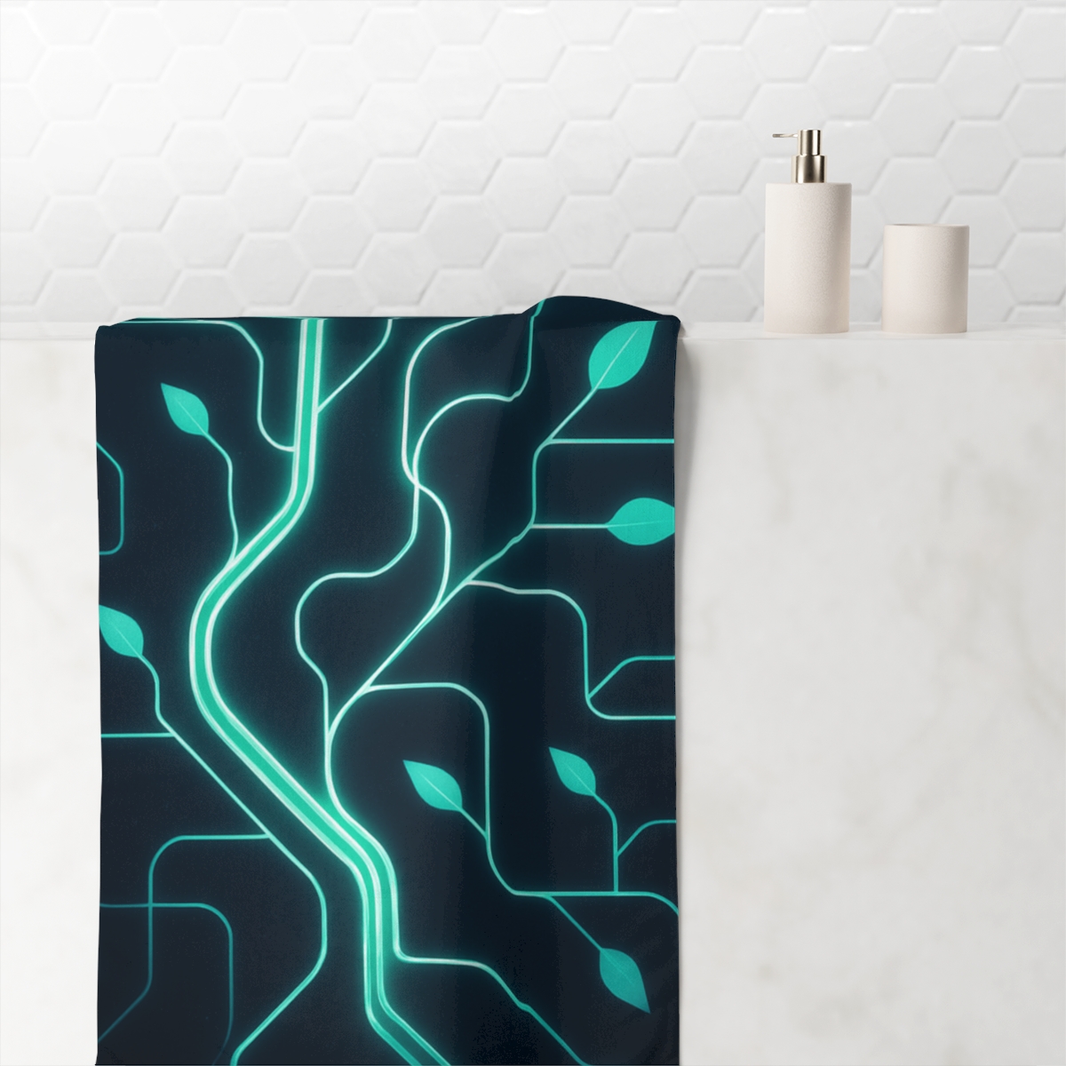 Cosmic Vine Circuitry decorative home towelscustom towels
