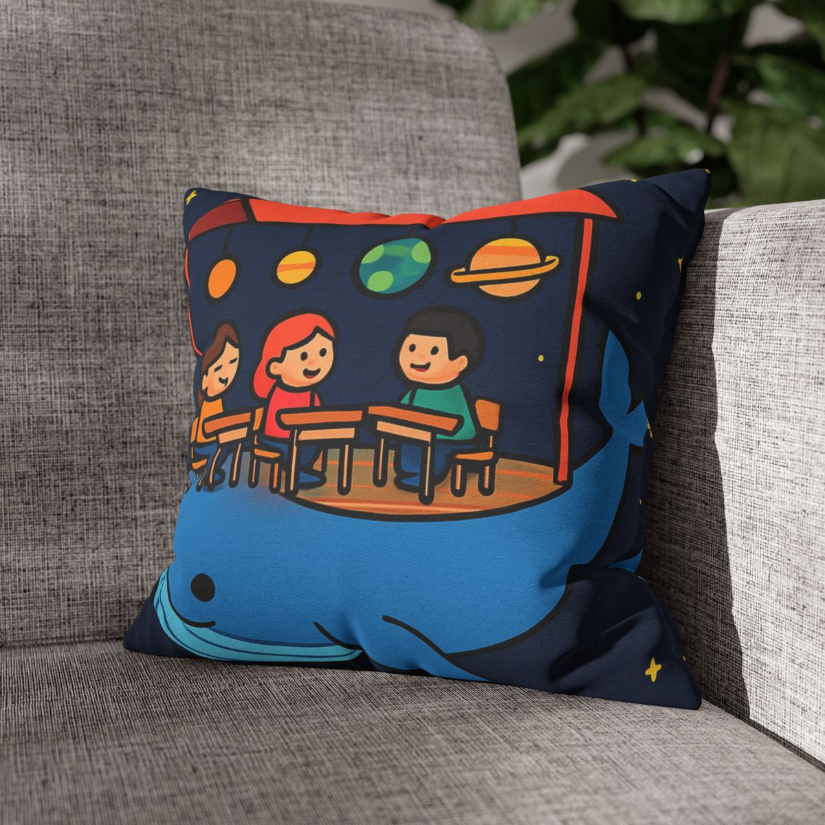 Cosmic Whale Classroom personalized pillow covers