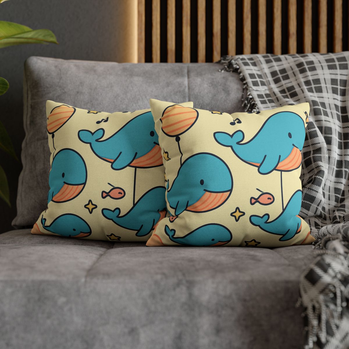 Cosmic Whale Parade personalized pillow covers