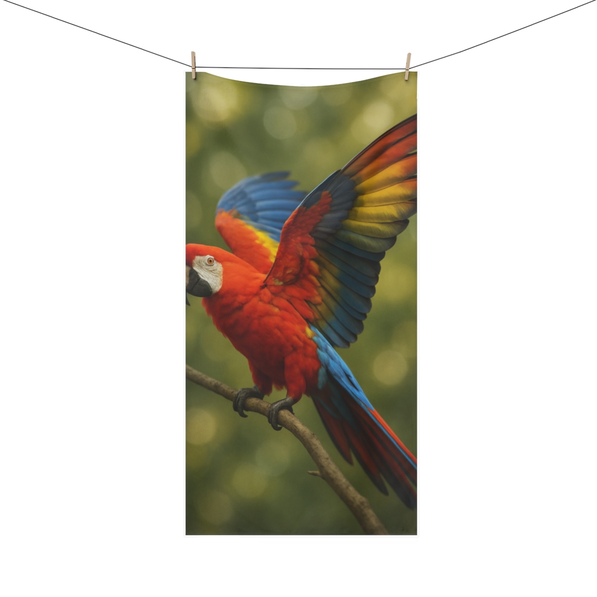 Crimson Arc Scarlet Macaw custom towels