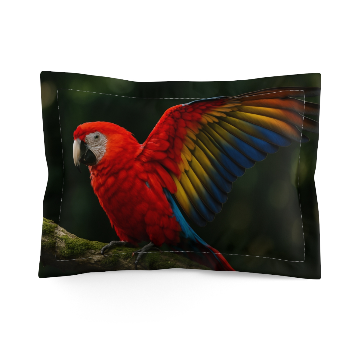 Crimson Canopy Scarlet Macaw unique shape pillows