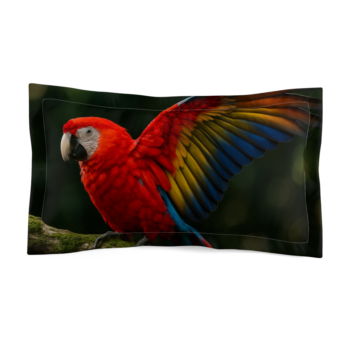 Crimson Canopy Scarlet Macaw unique shape pillows