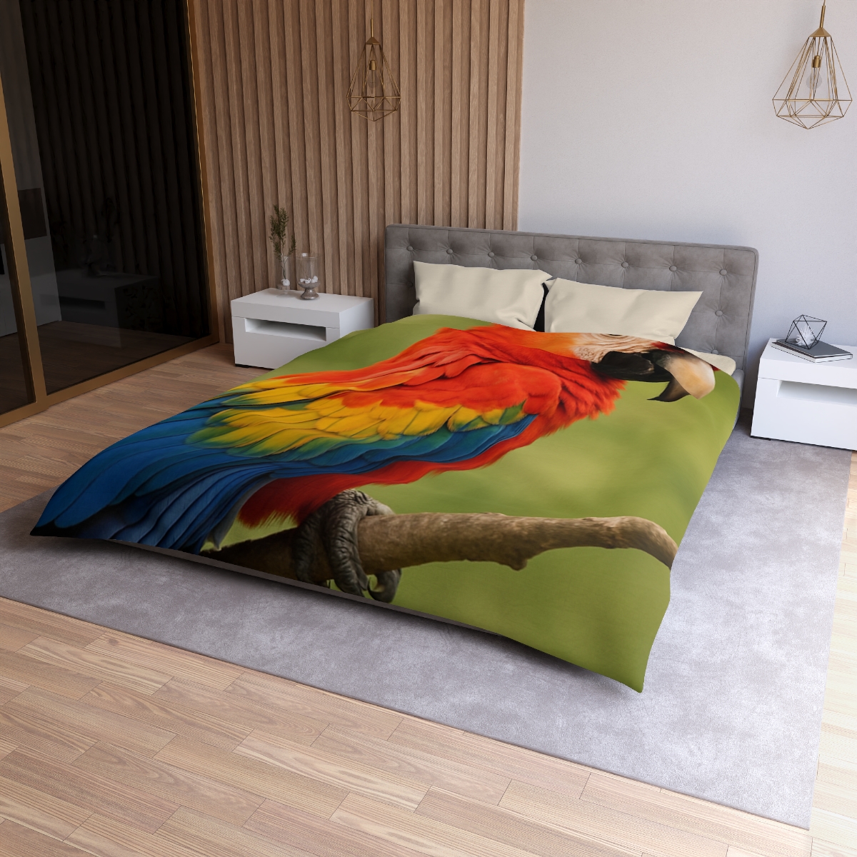 Crimson Cascade Scarlet Macaw custom duvets