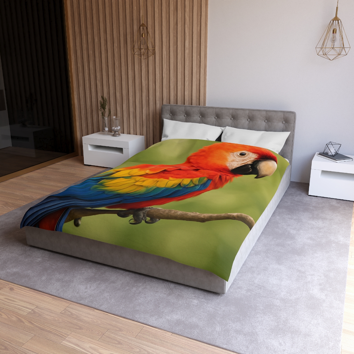 Crimson Cascade Scarlet Macaw custom duvets