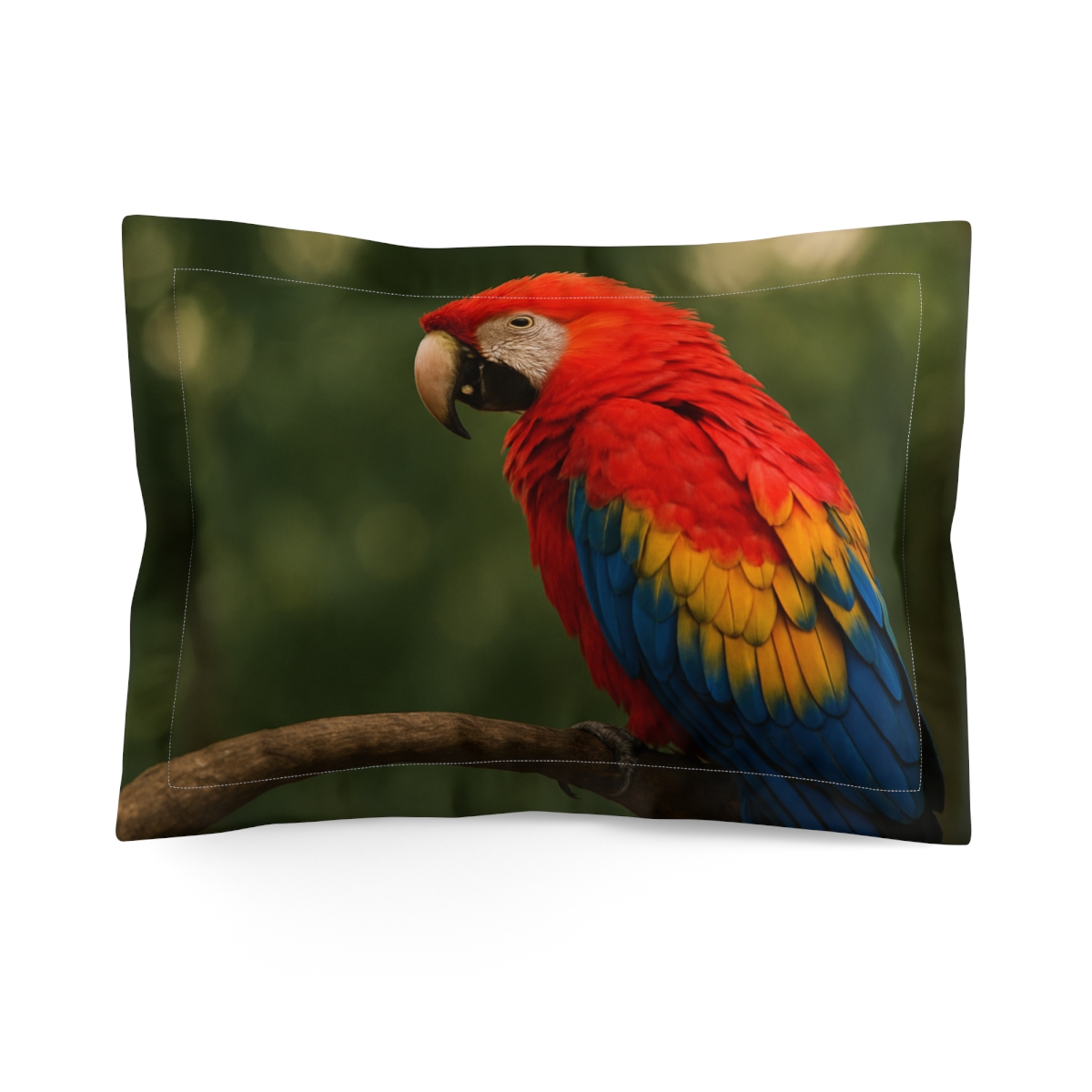 Crimson Echo Scarlet Macaw designer printed pillows