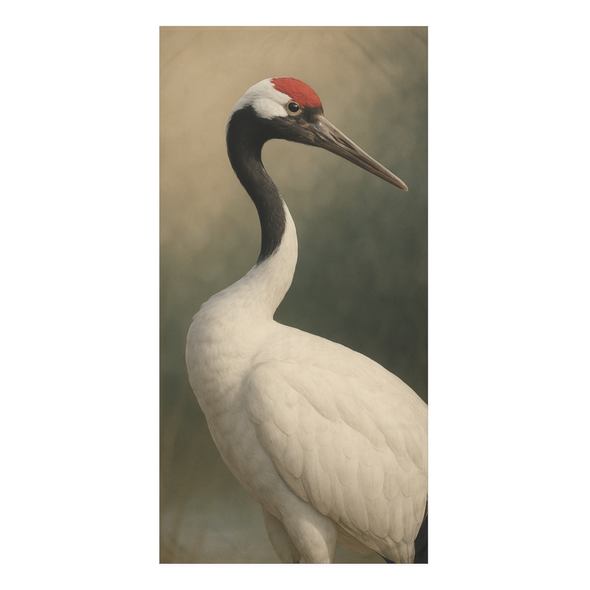 Crimson Poise Red Crowned Crane designer printed towels
