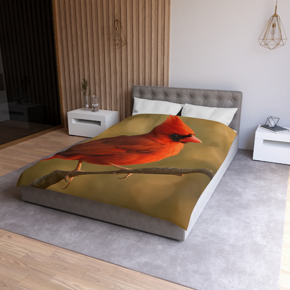 Crimson Pulse Northern Cardinal personalized bedding duvets