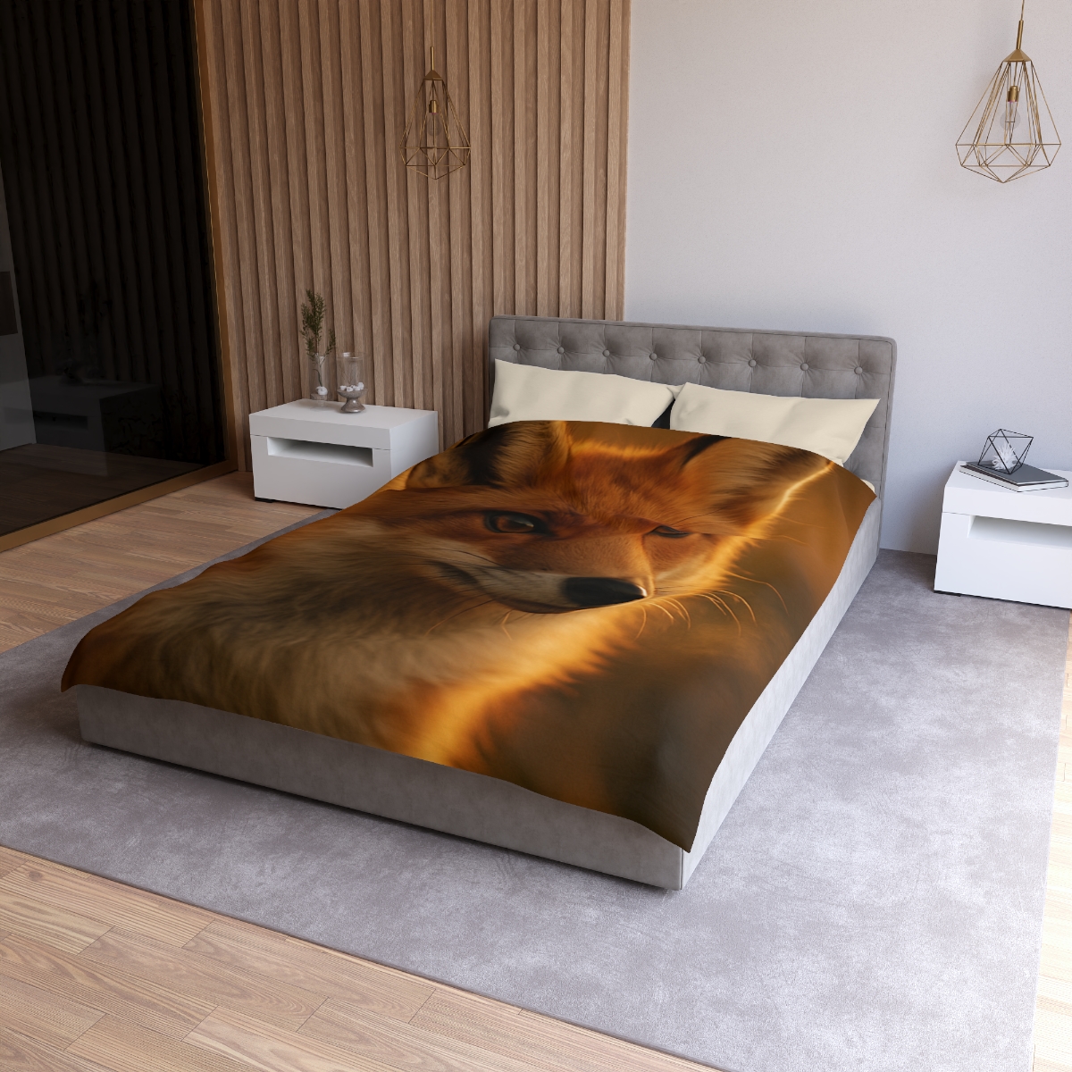 Crimson Whisper Red Fox unique patterned duvets