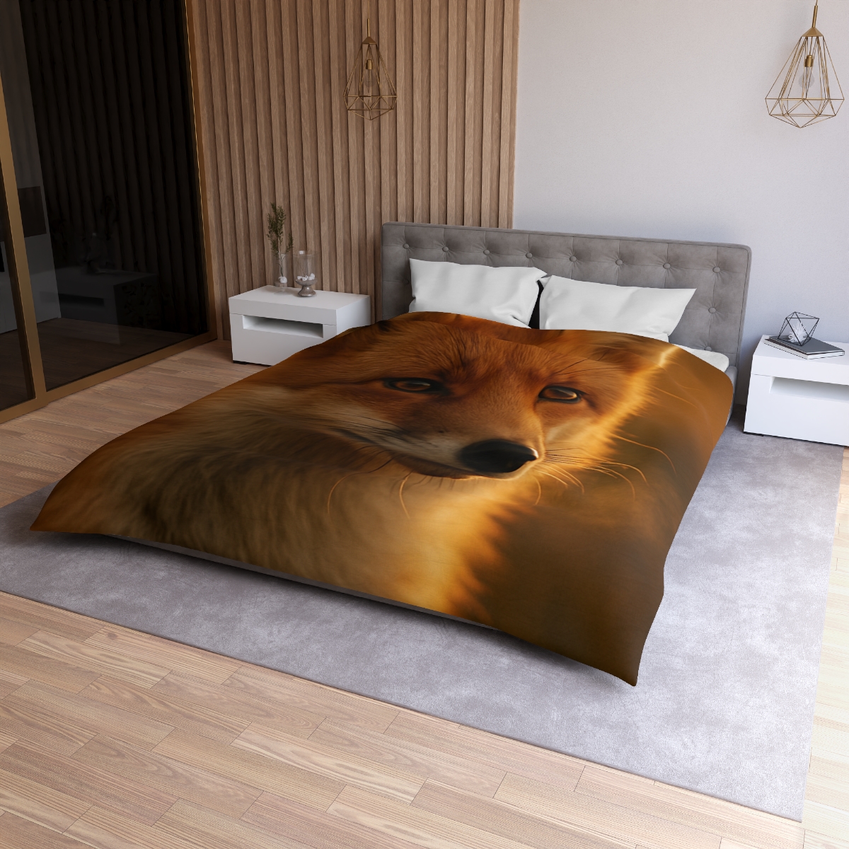 Crimson Whisper Red Fox unique patterned duvets