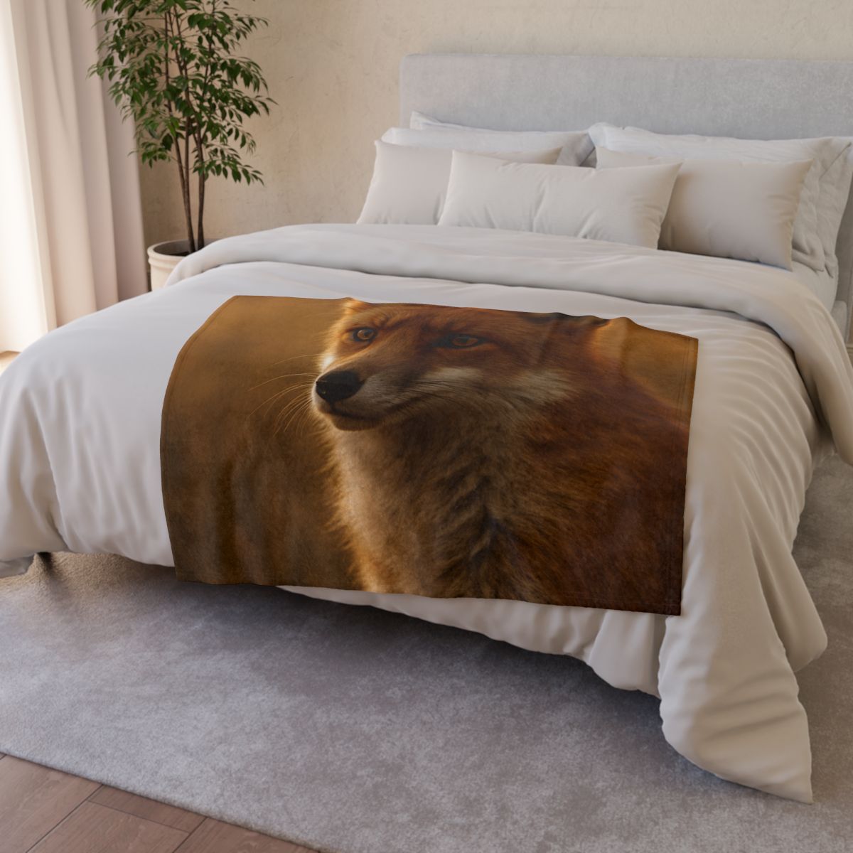 Crimson Whisper Red Fox soft fleece blankets