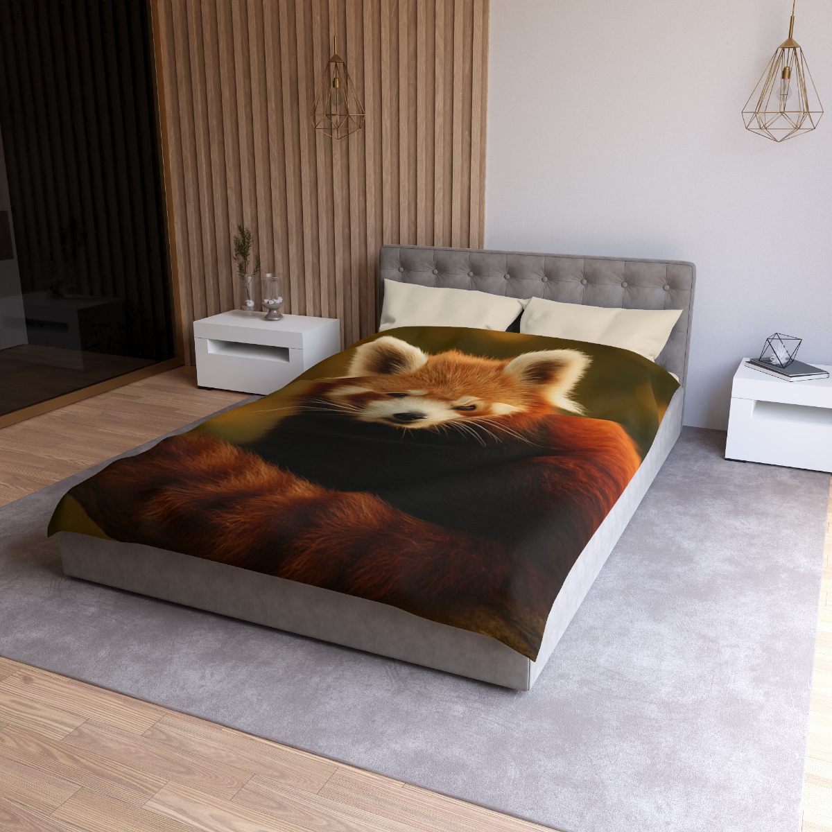 Crimson Whisper Red Panda personalized bedding duvets